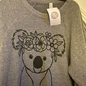 Grey koala sweatshirt xl nwt very soft bitty + boho boutique